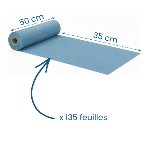 Draps d'examen 50x35cm plastifiés bleus